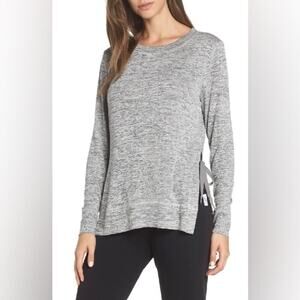 Ugg Quincy Soft Stretch Side Tie Crewneck Heather Gray Long Sleeve Sweater